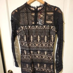 Parker Black Lace Long Sleeve Dress